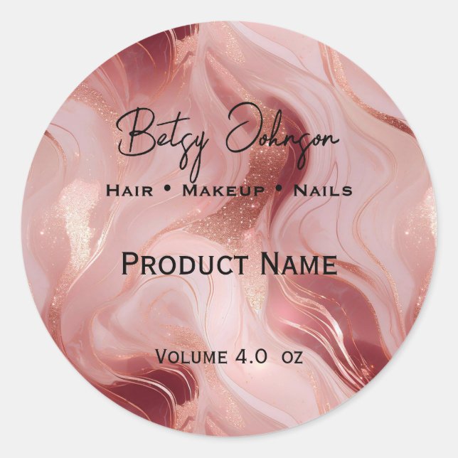 Adesivo Redondo Rótulo de Produto Marbled Glitter Dourado Elegante (Frente)