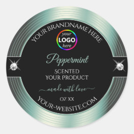 Adesivo Redondo Rótulo de produto Nobre Black Shiny Icy Teal com l