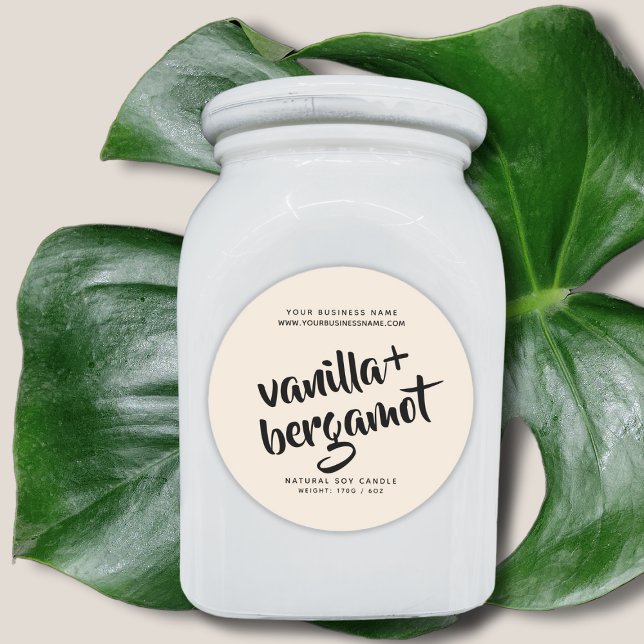 Adesivo Redondo Rótulo de produto para velas bege moderno (Criador carregado)
