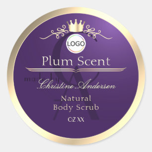 Adesivo Redondo Rótulo de Produto Roxo Escuro com Logotipo em Mold