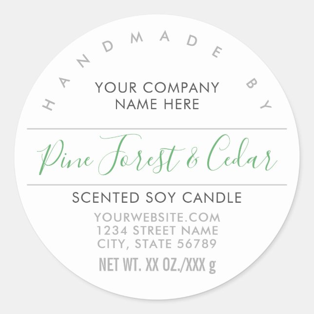 Adesivo Redondo Rótulo de Produto Verde de Velas ou Florestas de S (Frente)