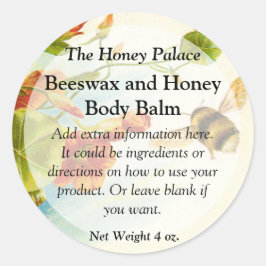 Adesivo Redondo Rótulo de Produtos de Banho Floral de Abelhas de M