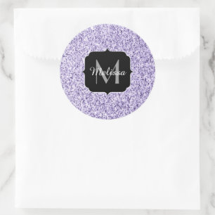 Adesivo Redondo Rótulo de purpurina roxa luz ultravioleta Monogram