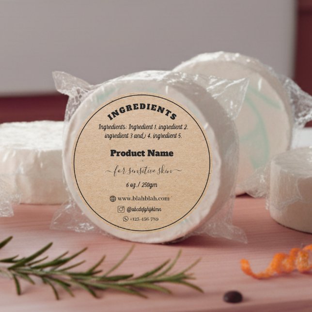 Adesivo Redondo Rótulo de sabão artesanal do ingrediente de papel (Criador carregado)