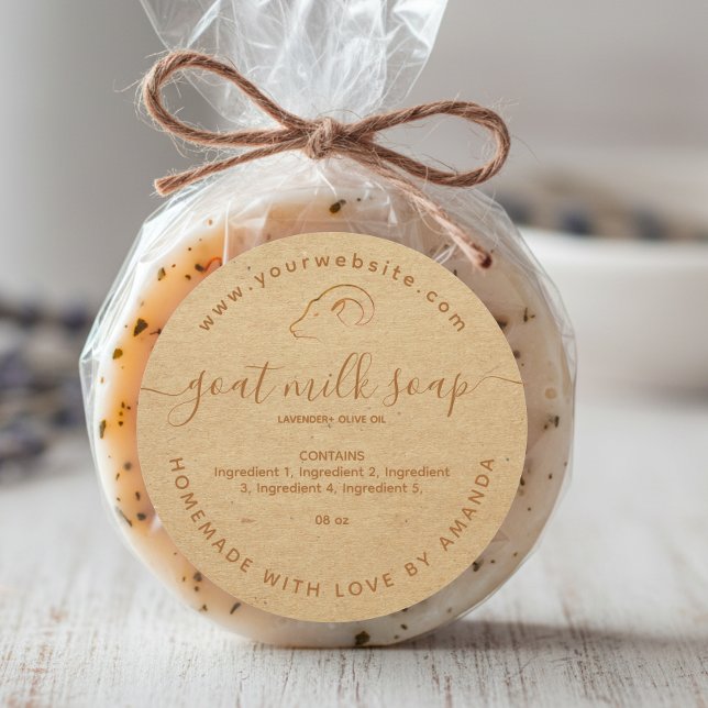 Adesivo Redondo rótulo de sabão de leite de cabra artesanal (Criador carregado)