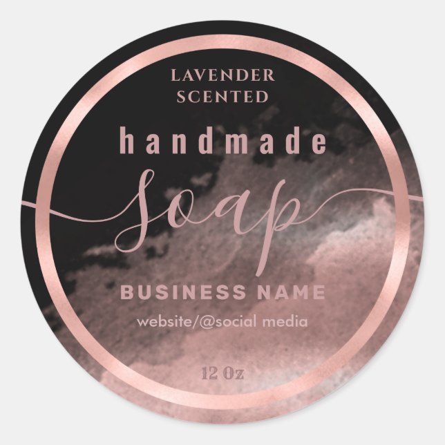 Adesivo Redondo Rótulo de sabão de script de aquarela azul (Frente)