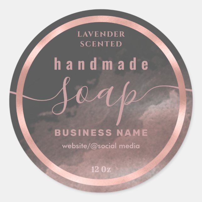 Adesivo Redondo Rótulo de sabão de script de aquarela azul (Frente)