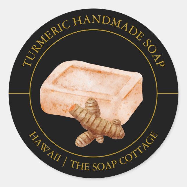 Adesivo Redondo Rótulo de sabão turmérico (Frente)