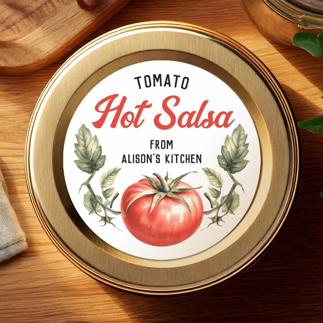 Adesivo Redondo Rótulo de Salsa Temperada de Tomate Personalizado  (Criador carregado)