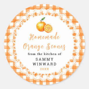 Adesivo Redondo Rótulo de Scone de Laranja Caseiro