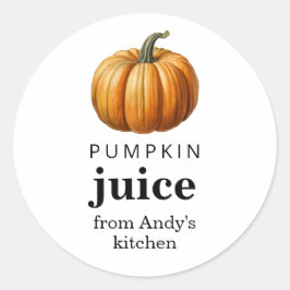Adesivo Redondo Rótulo de suco de abóbora caseiro