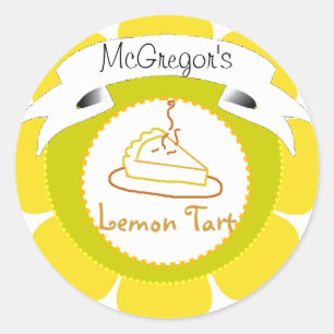 Adesivo Redondo Rótulo de tarte de limão amarelo