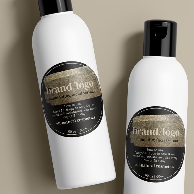 Adesivo Redondo Rótulo de Traço de Pincel Dourado do Falso Produto (Criador carregado)