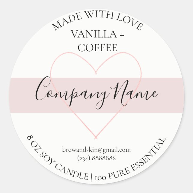 Adesivo Redondo Rótulo de Vela Homemade - artesanal C Personalizad (Frente)