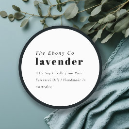 Adesivo Redondo Rótulo de Vela Mínima Preta e Branca Elegante Simp