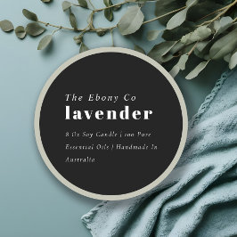 Adesivo Redondo Rótulo de Vela Mínima Preta e Branca Elegante Simp