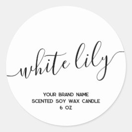 Adesivo Redondo Rótulo de vela minimalista branco moderno simples