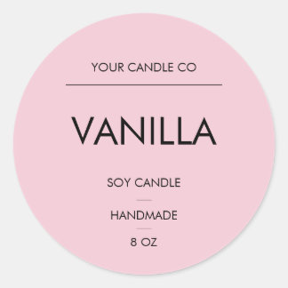 Adesivo Redondo Rótulo de Vela Redonda Rosa Minimalista – VelaDeSo