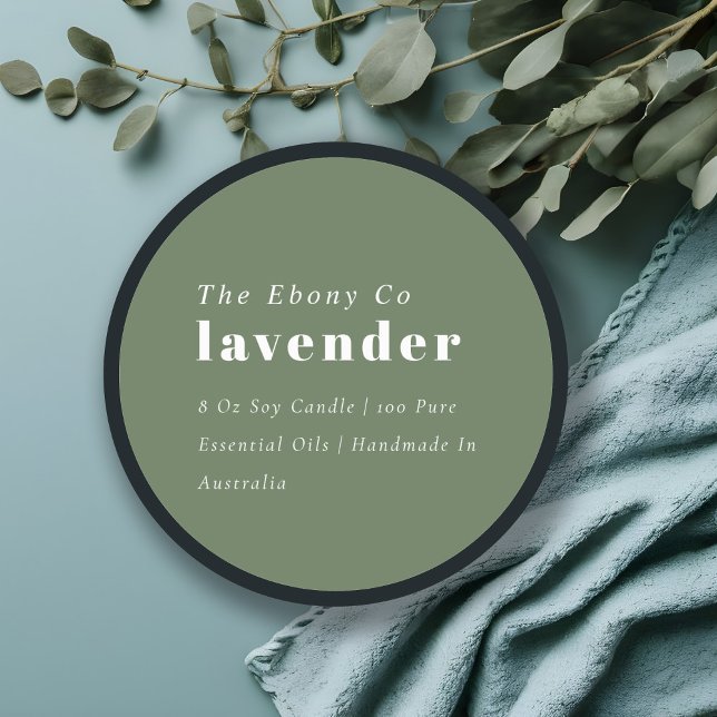 Adesivo Redondo Rótulo de Vela Verde Mínima Rústica Elegante Simpl (Criador carregado)