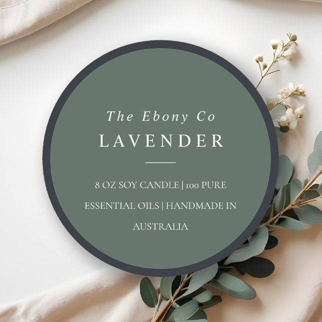 Adesivo Redondo Rótulo de Vela Verde Mínima Rústica Elegante Simpl (Criador carregado)