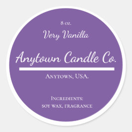 Adesivo Redondo Rótulo de Velas Púrpura e Branca Clássica