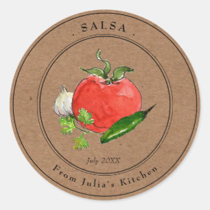 Adesivo Redondo Rótulo de vidro de papel Kraft de Salsa de Tomate