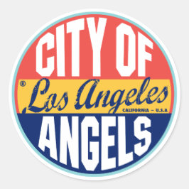 Adesivo Redondo Rótulo de Vintage de Los Angeles