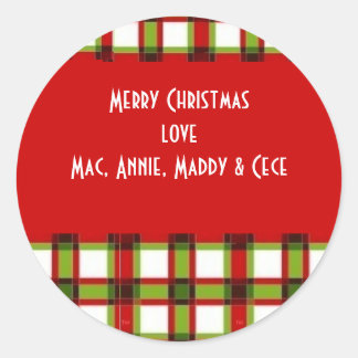 Adesivo Redondo Rótulo de xadrez do Natal