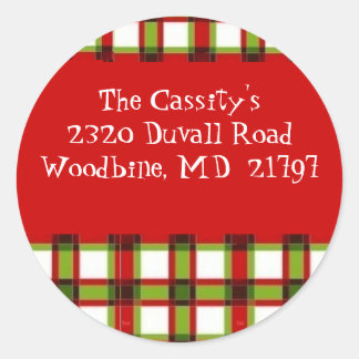 Adesivo Redondo Rótulo de xadrez do Xmas - Personalizado