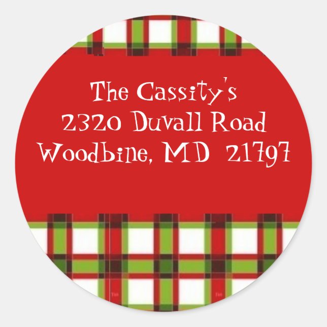 Adesivo Redondo Rótulo de xadrez do Xmas - Personalizado (Frente)