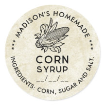 Rótulo de xarope de milho vítreo com espinhas pret