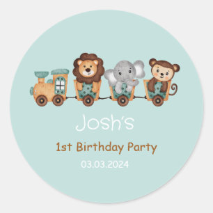 Adesivo Redondo Rótulo do Aniversário de criança Fiesta do Comboio