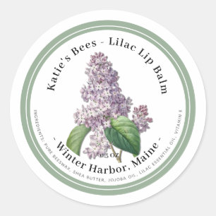 Adesivo Redondo Rótulo do Balm Lip com Ilustração Lilac
