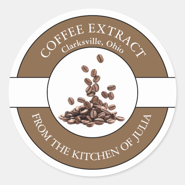 Adesivo Redondo Rótulo do Café Bean (Frente)