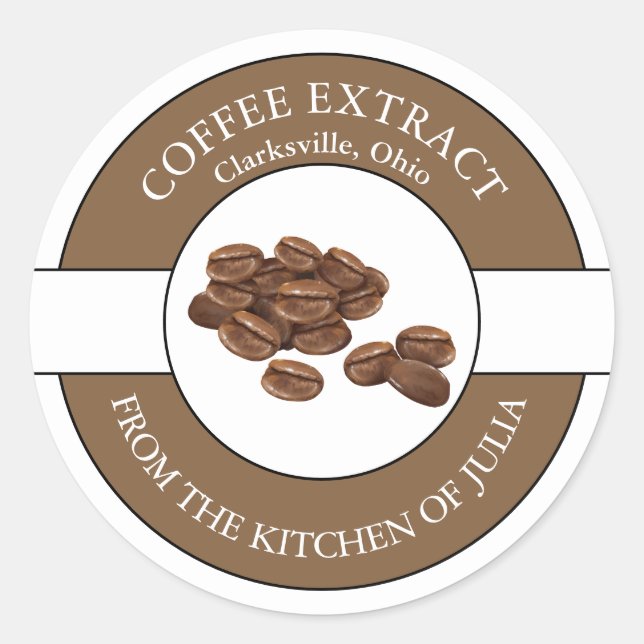 Adesivo Redondo Rótulo do Café Bean (Frente)