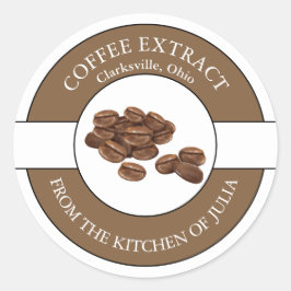 Adesivo Redondo Rótulo do Café Bean