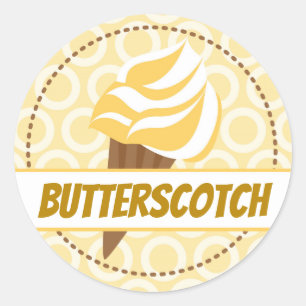 Adesivo Redondo Rótulo do Círculo do Sorvete Dourado Amarelo