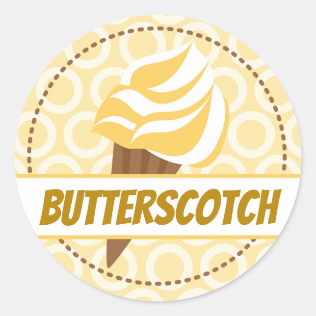 Adesivo Redondo Rótulo do Círculo do Sorvete Dourado Amarelo (Frente)