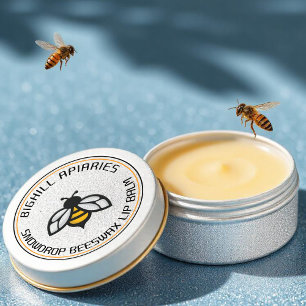 Adesivo Redondo Rótulo do Contentor Lip Balm Amarelo Cera de Abelh