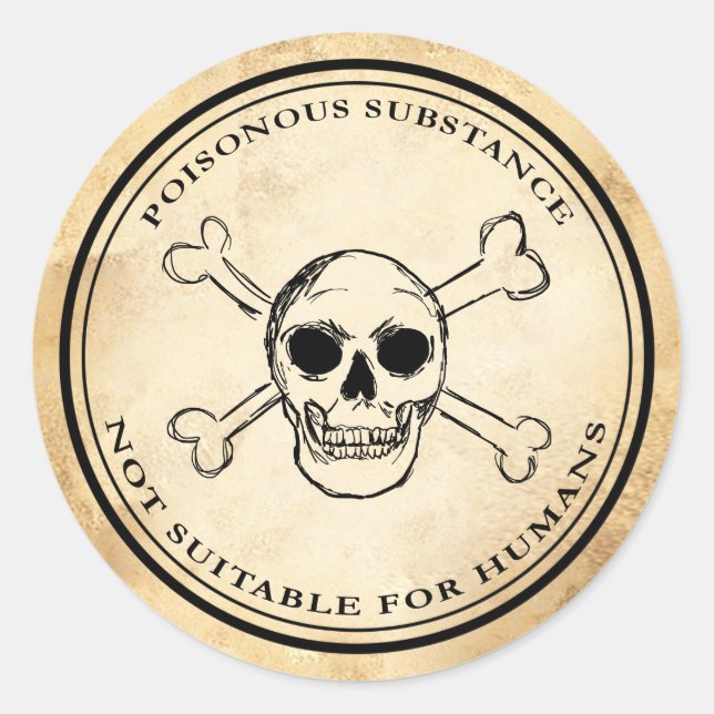 Adesivo Redondo Rótulo do crânio de veneno venenoso do Halloween (Frente)