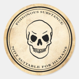 Adesivo Redondo Rótulo do crânio venenoso de alquimia venenosa do 