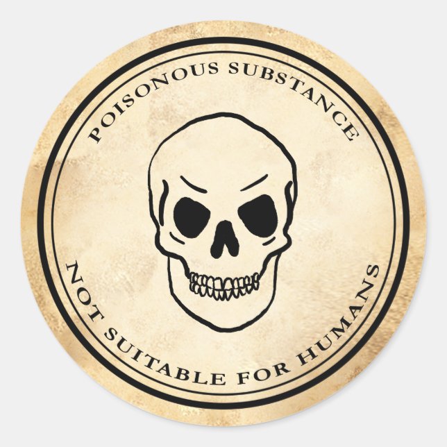 Adesivo Redondo Rótulo do crânio venenoso de alquimia venenosa do  (Frente)