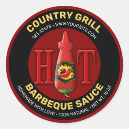 Adesivo Redondo Rótulo do frasco de molho quente