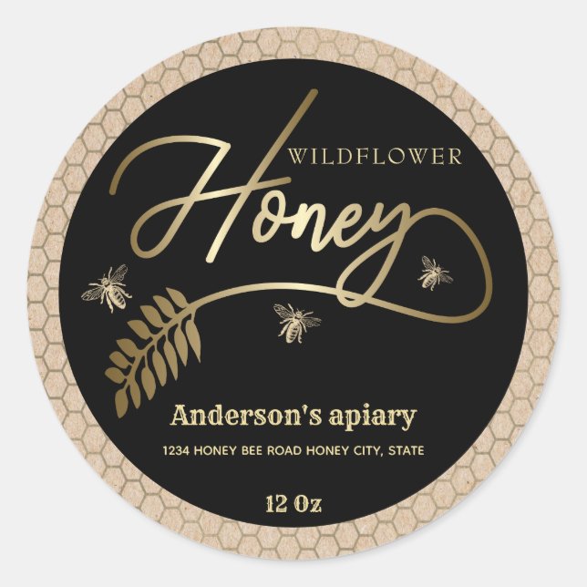 Adesivo Redondo Rótulo do frasco do frasco de mel de abelha de our (Frente)