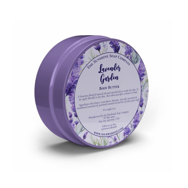 Adesivo Redondo Rótulo do Jar Cosmético do Jardim de Lavanda Roxo (Criador carregado)