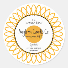 Adesivo Redondo Rótulo do Jar da Vela do Flor Amarelo