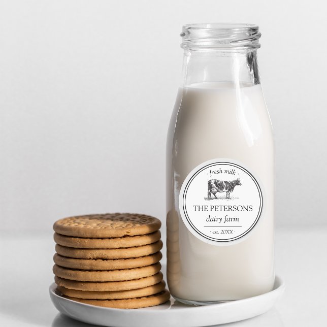 Adesivo Redondo Rótulo do Leite Fresco Fazenda de Leite (Criador carregado)
