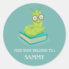 ADESIVO REDONDO RÓTULO DO LIVRO: BOOKWORM DE BEBÊ