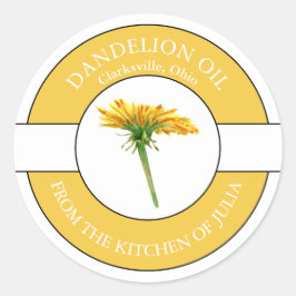 Adesivo Redondo Rótulo do Óleo de Dandelion