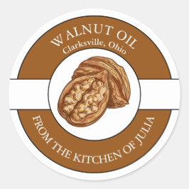 Adesivo Redondo Rótulo do Óleo de Noz